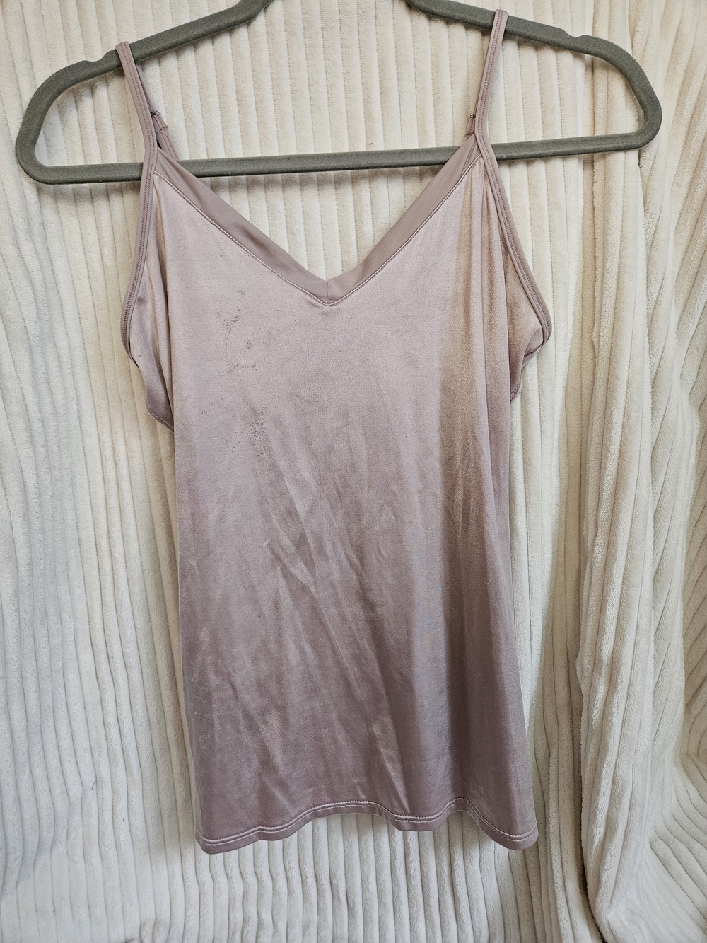 Vanity Fair Satin V-Neck Camisole Tank Top - Mauve Pink